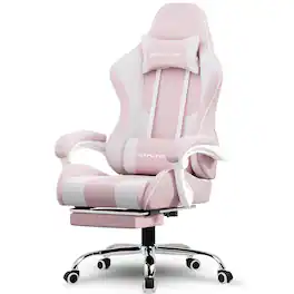 GTPlayer - Gaming Chair Fabric Height Adjustable Computer Chair with Footrest and Headrest - Pink
