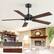 Left. Breezary - 52" Modern Indoor Ceiling Fan with LED Light, 5 Reversible Plywood Blades, 6-Speed DC Motor, Remote, Timer, 5" Downrod - Matte Black and Two-tone Wood Grain.