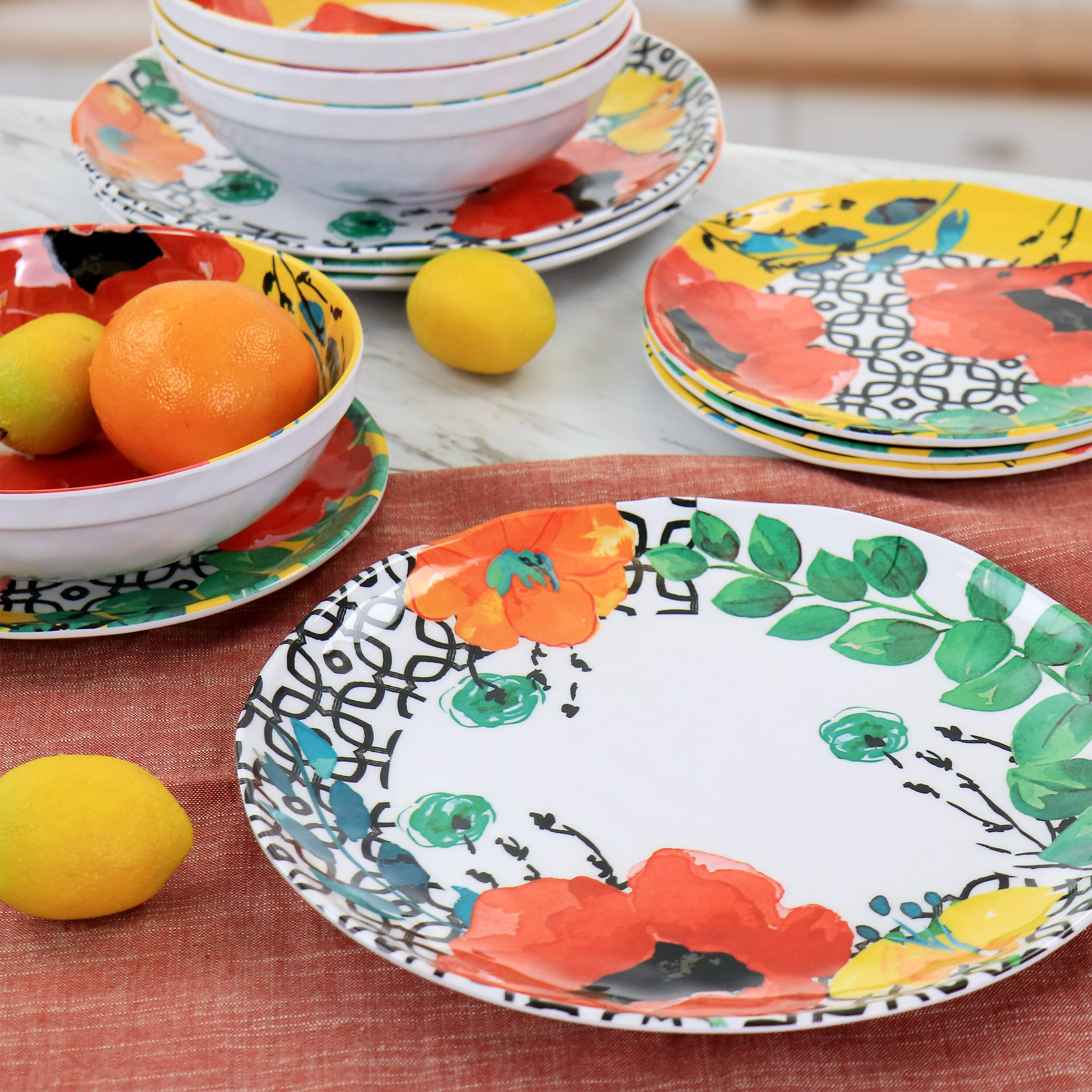 Alt View 5. Elama - Elama Grace 12 Piece Melamine Dinnerware Set - Multi.