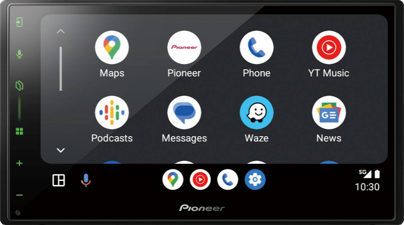 Pioneer Maps  
Pioneer Phone  
YT Music  
Podcasts  
Messages  
Waze  
News  
5G  
10:30  
Pioneer