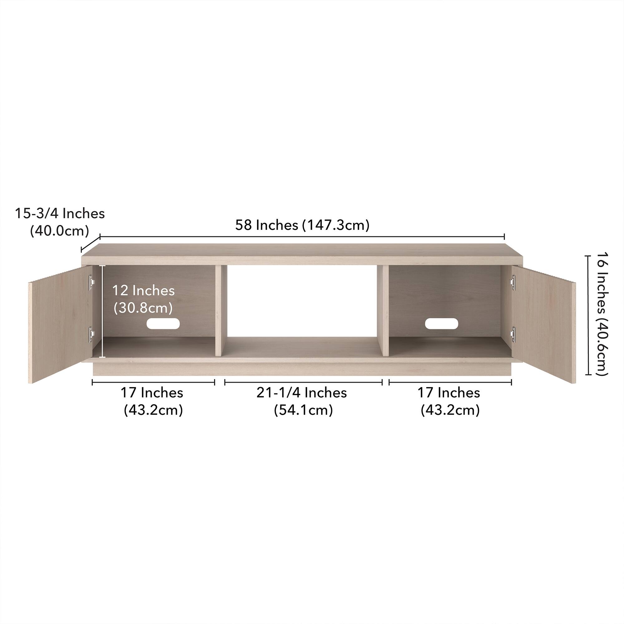 15-3/4 Inches (40.0cm)  
12 Inches (30.8cm)  
17 Inches (43.2cm)  
58 Inches (147.3cm)  
21-1/4 Inches (54.1cm)  
17 Inches (43.2cm)  
16 Inches (40.6cm)