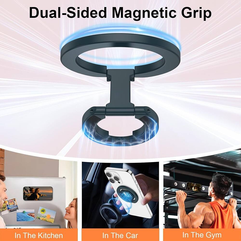 Angle. PARKER SLATER - Magnetic Phone Holder Stand Grip for MagSafe Samsung S25/S24 Series (Black) - Blue.