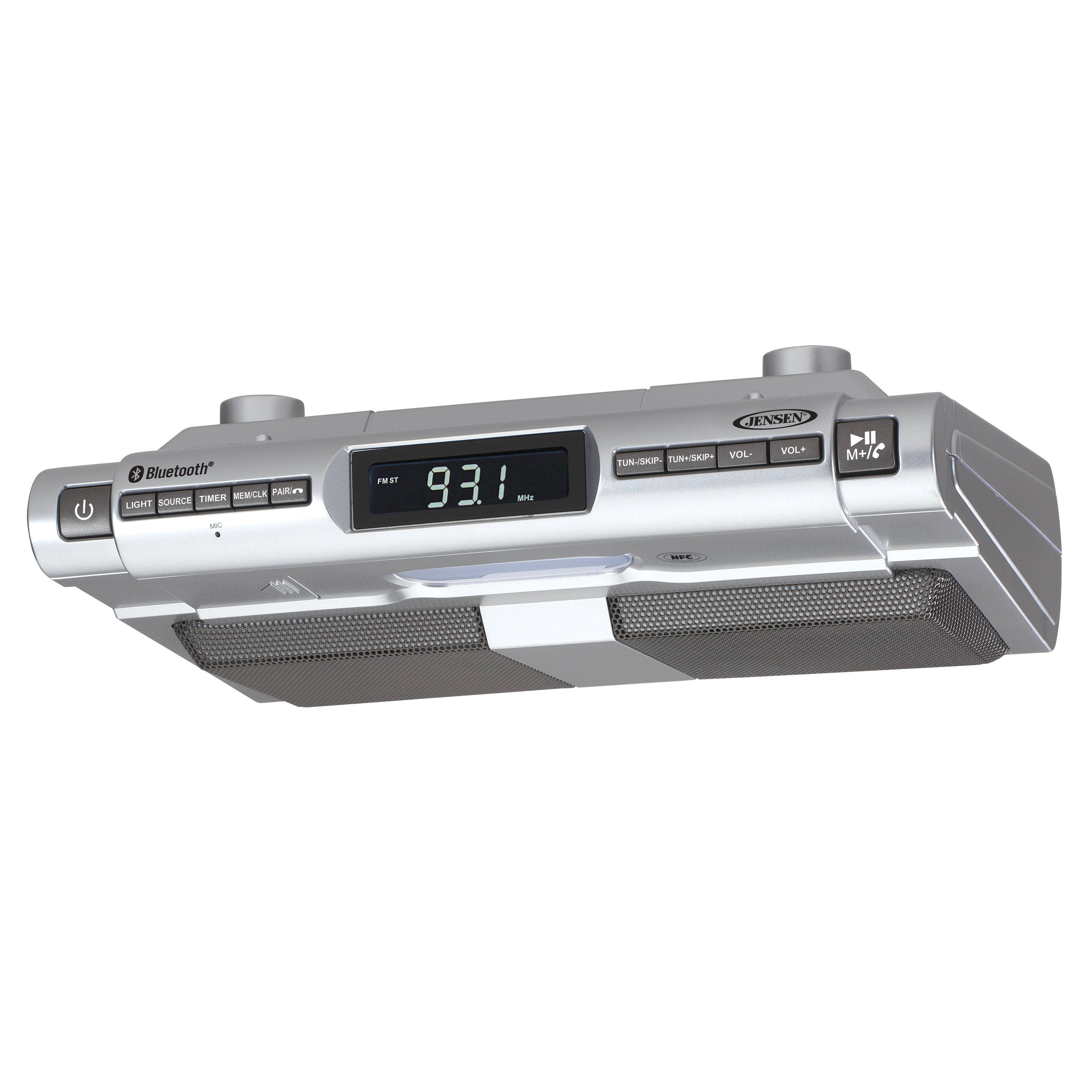 Jensen - SMPS628 Under Cabinet Universal Bluetooth Music System - Silver
