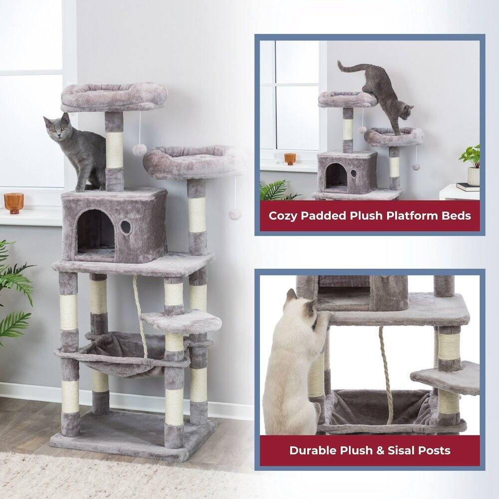 Cozy Padded Plush Platform Beds  
Durable Plush & Sisal Posts