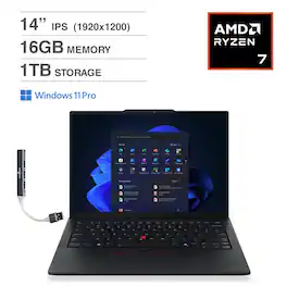 Lenovo - Thinkpad E14 Laptop 14.0 WUXGA Display (Ryzen 7 250, 16GB, 1TB SSD, AMD Radeon 780M, Win 11 Pro) w/USB Hub