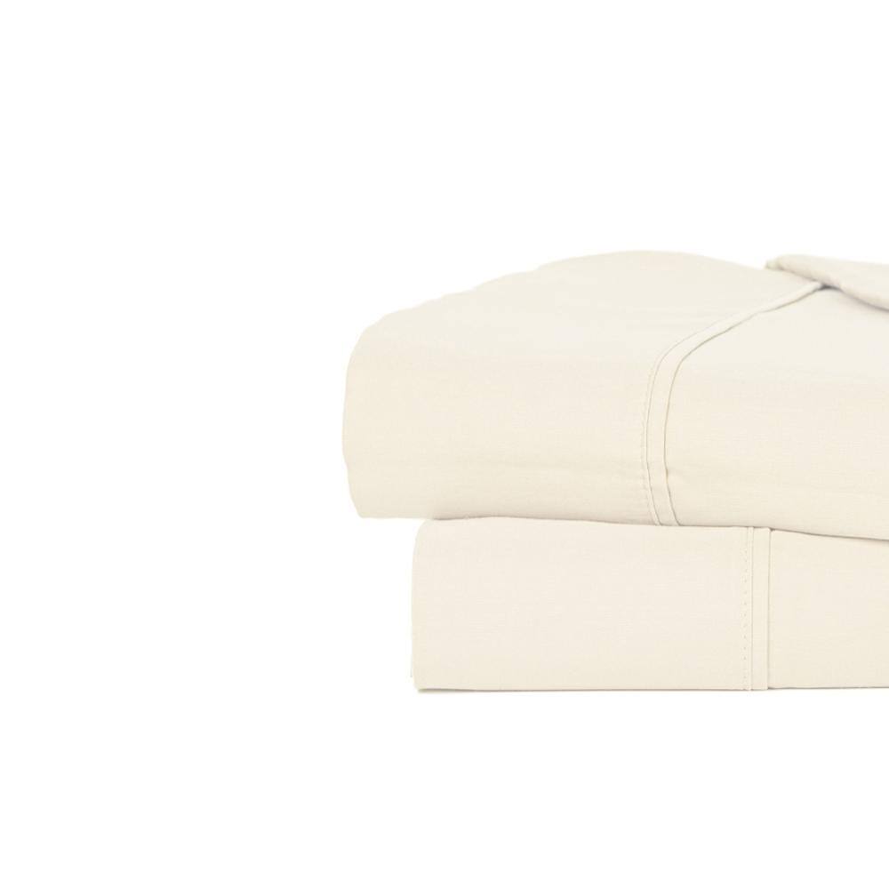 Alt View 1. Castle Hill London - Castle Hill London 310 Thread Count Cotton Sateen Sheet Set Deep Pocket - King, Ivory - Ivory.