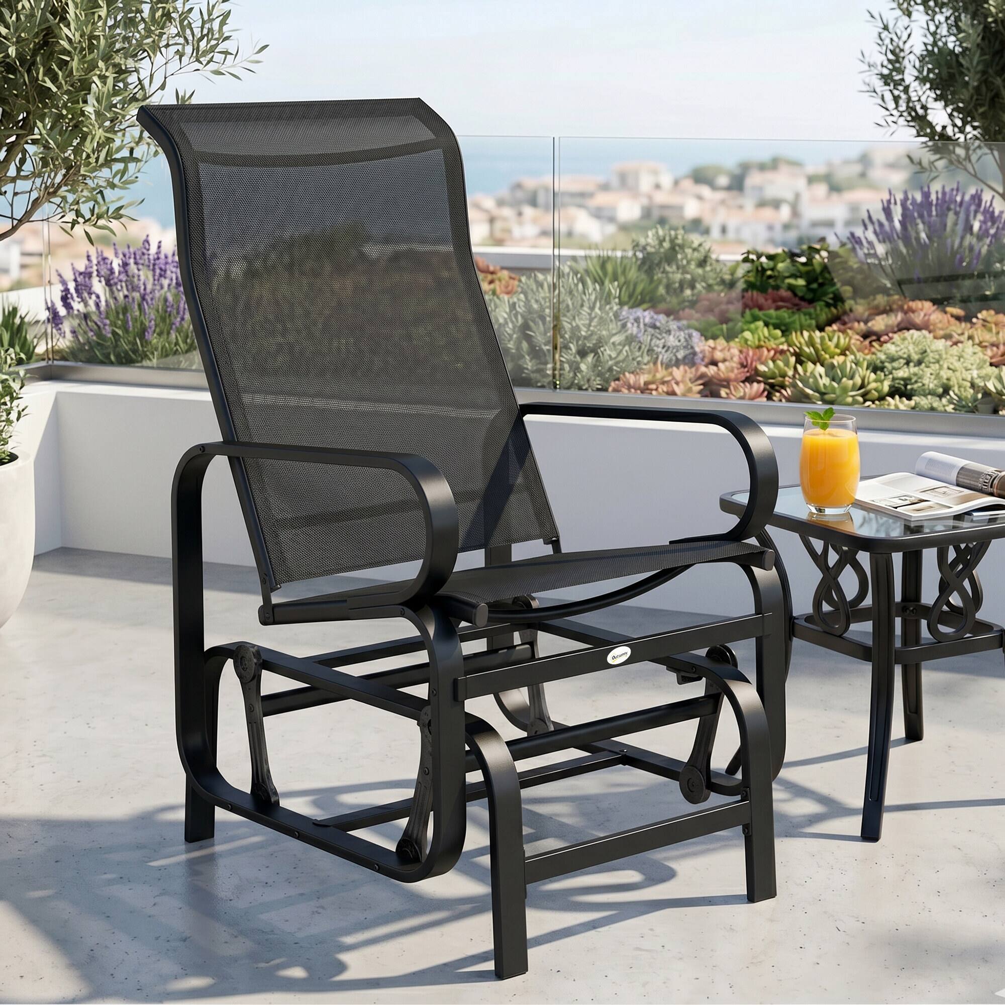 Alt View 1. Outsunny - Gliding Lounger Chair - Black.