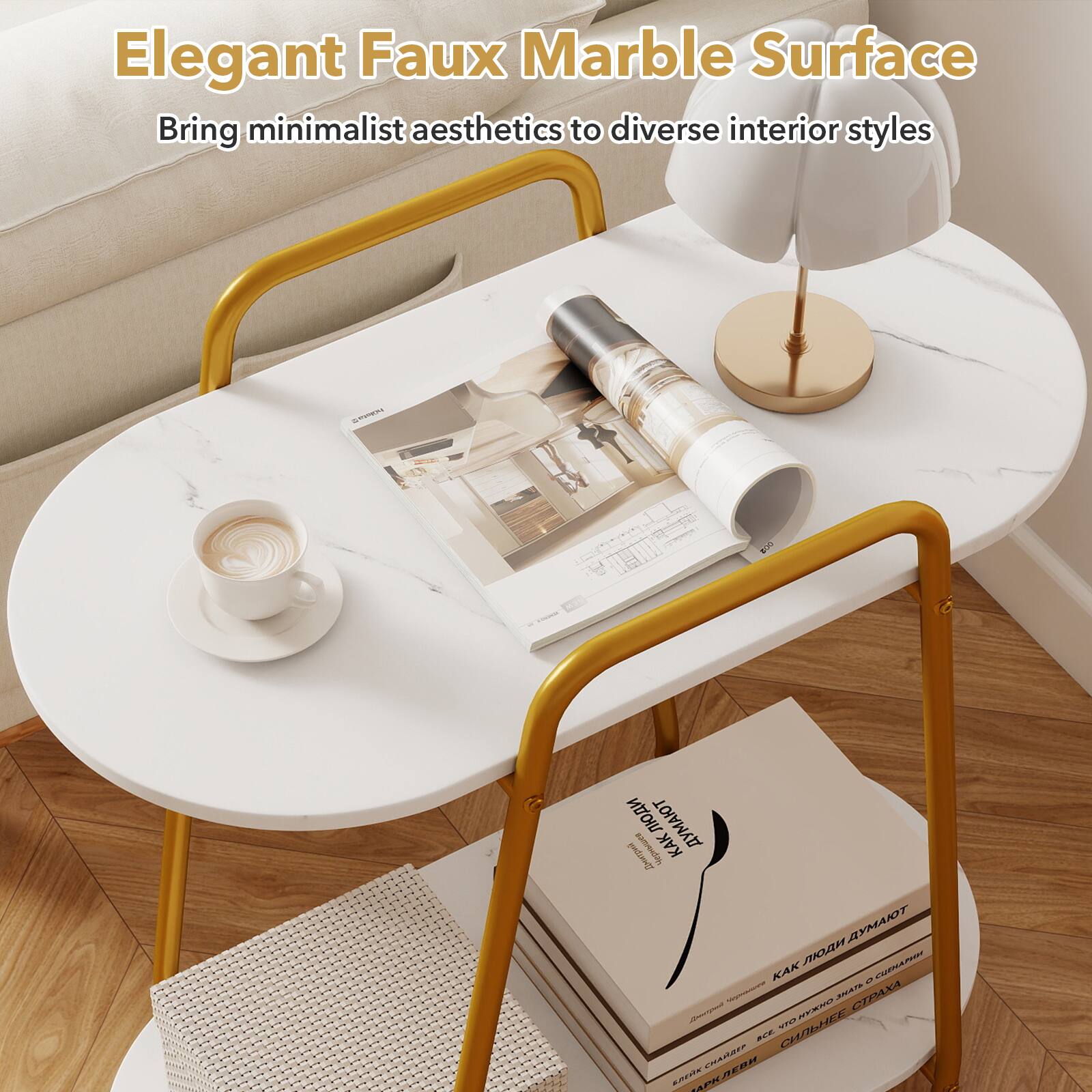 Elegant Faux Marble Surface  
Bring minimalist aesthetics to diverse interior styles