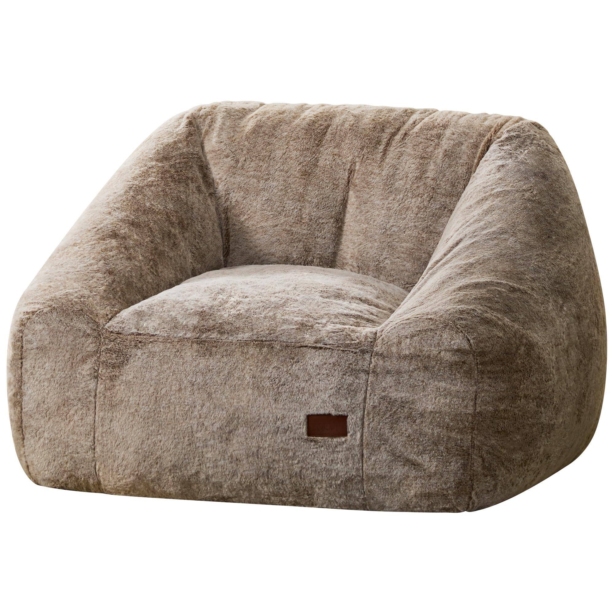 Alt View 5. PO3TICJUNKI3 - Bean Bag Chairs For Adults Giant Chair With Memory Foam Filling Adult Beanbag Bedroom Living Room Two tone - Grey.
