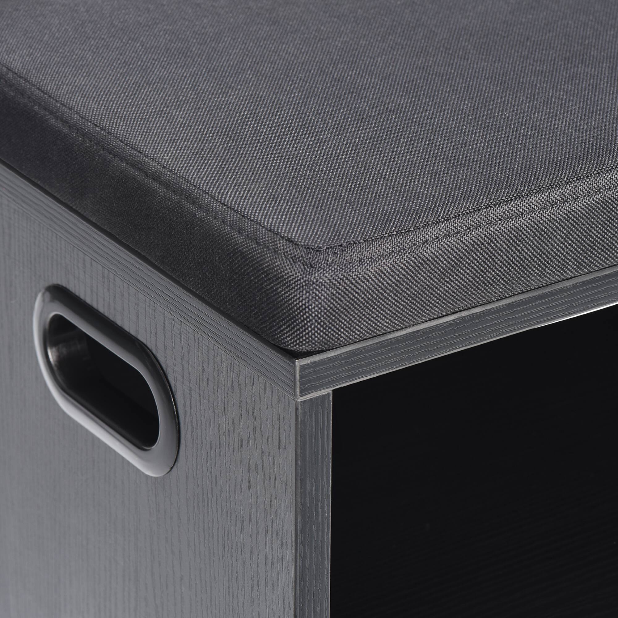 Alt View 2. GOODSILO - Compact Entryway Shoe Storage Bench with Removable Cushion for Seating and Organization - Black.