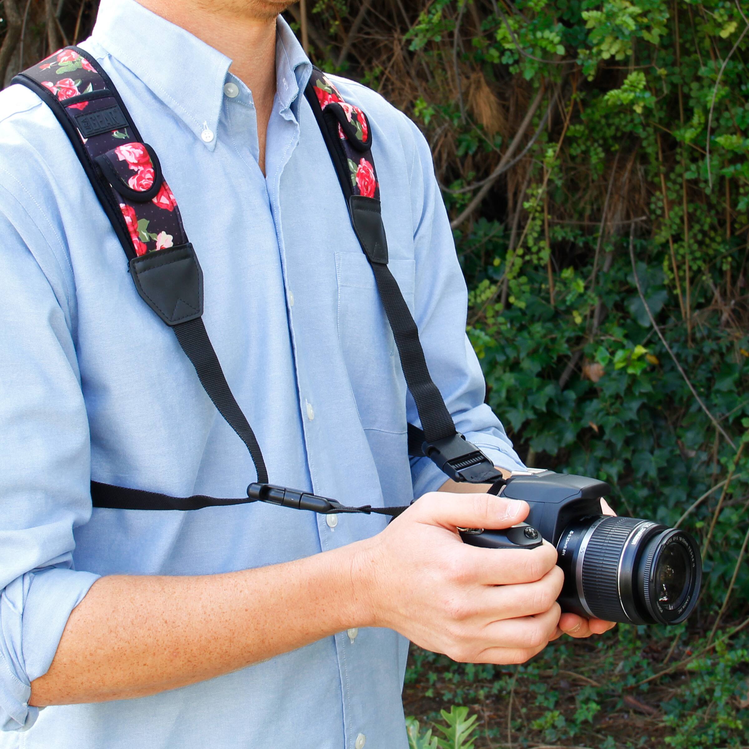 Alt View 4. USA Gear - Universally Compatible Digital Camera Harness with Key Ring Attachment - Floral.