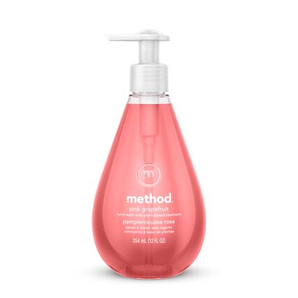 pink grapefruit hand wash with plant-based cleansers
pamplemousse rose savon à mains avec agents nettoyants à base de plantes
354 mL (12 FL OZ)