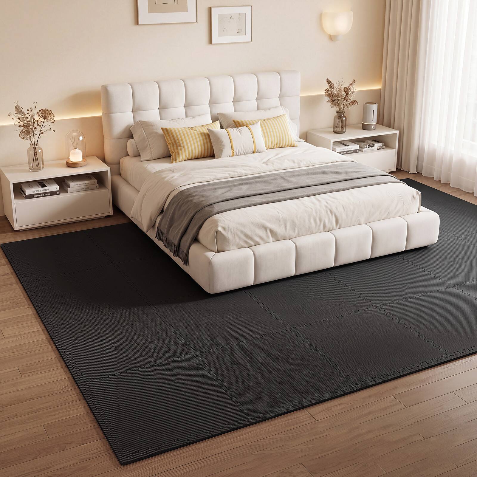 Alt View 4. Costway - Costway 12 Pack Interlocking EVA Foam Floor Tiles with Boarders Non-Slip Protective Flooring - Black.