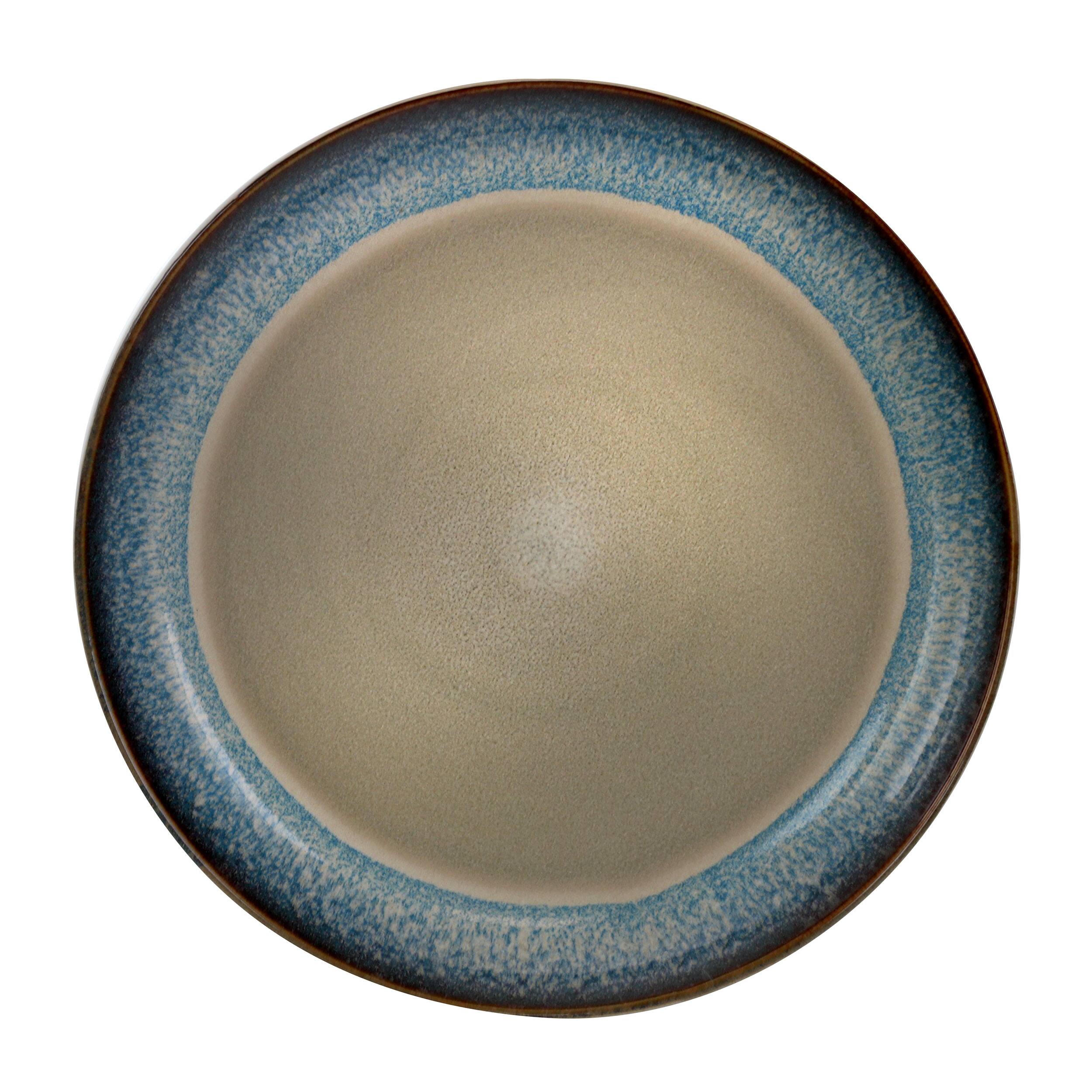 Alt View 4. Elama - Elama Modern Dot 16 Piece Luxurious Stoneware Dinnerware with Complete Setting for 4 - Taupe, Blue, and Brown.