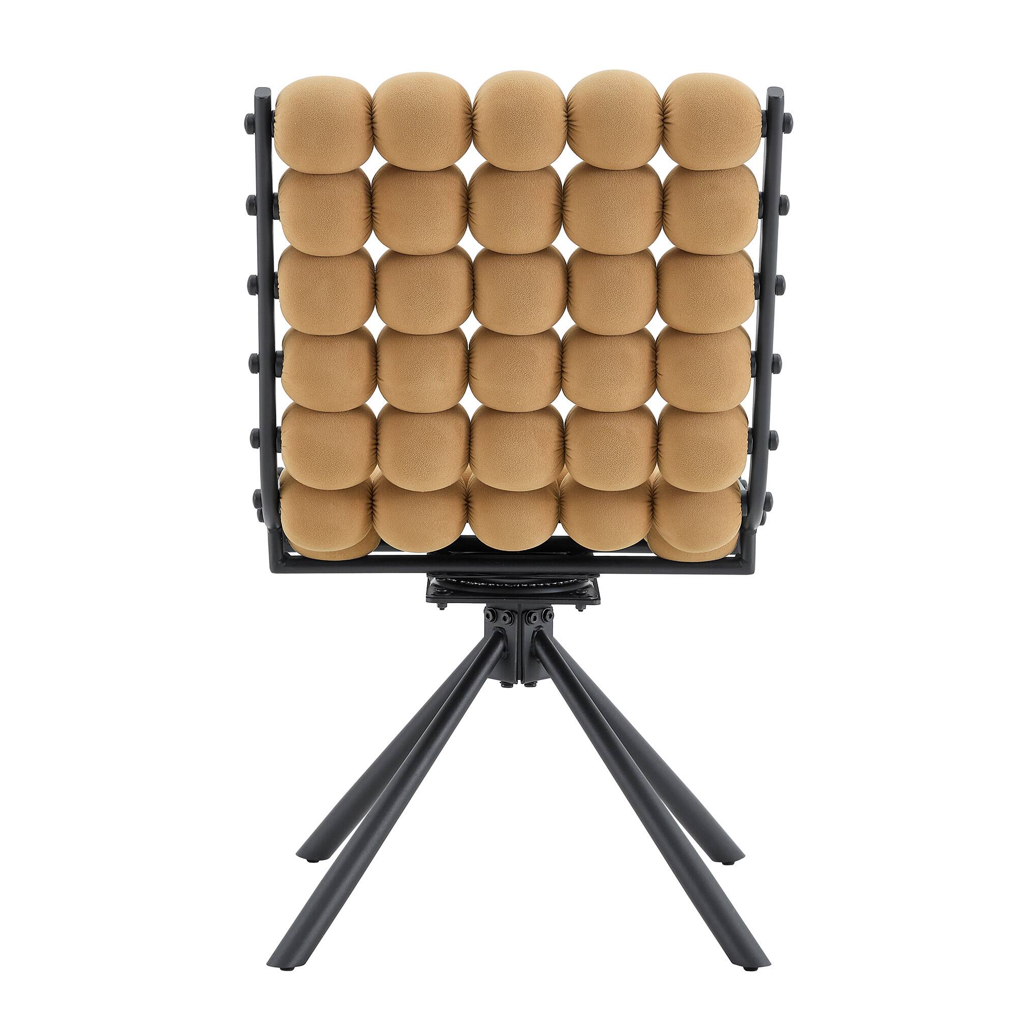 Alt View 4. Loheer - Loheer Velvet Dining Chairs Set of 2 Bubble Tufted Accent Chairs for Dining Room Kitchen with Black Legs 1.63 ft - Black,Brown.