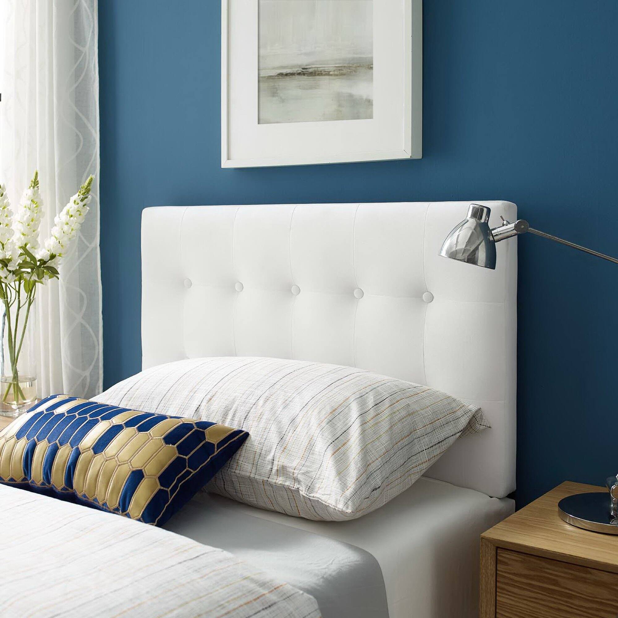 Alt View 2. Modway - Emily Biscuit Tufted Performance Velvet Twin Headboard by Modway - White.