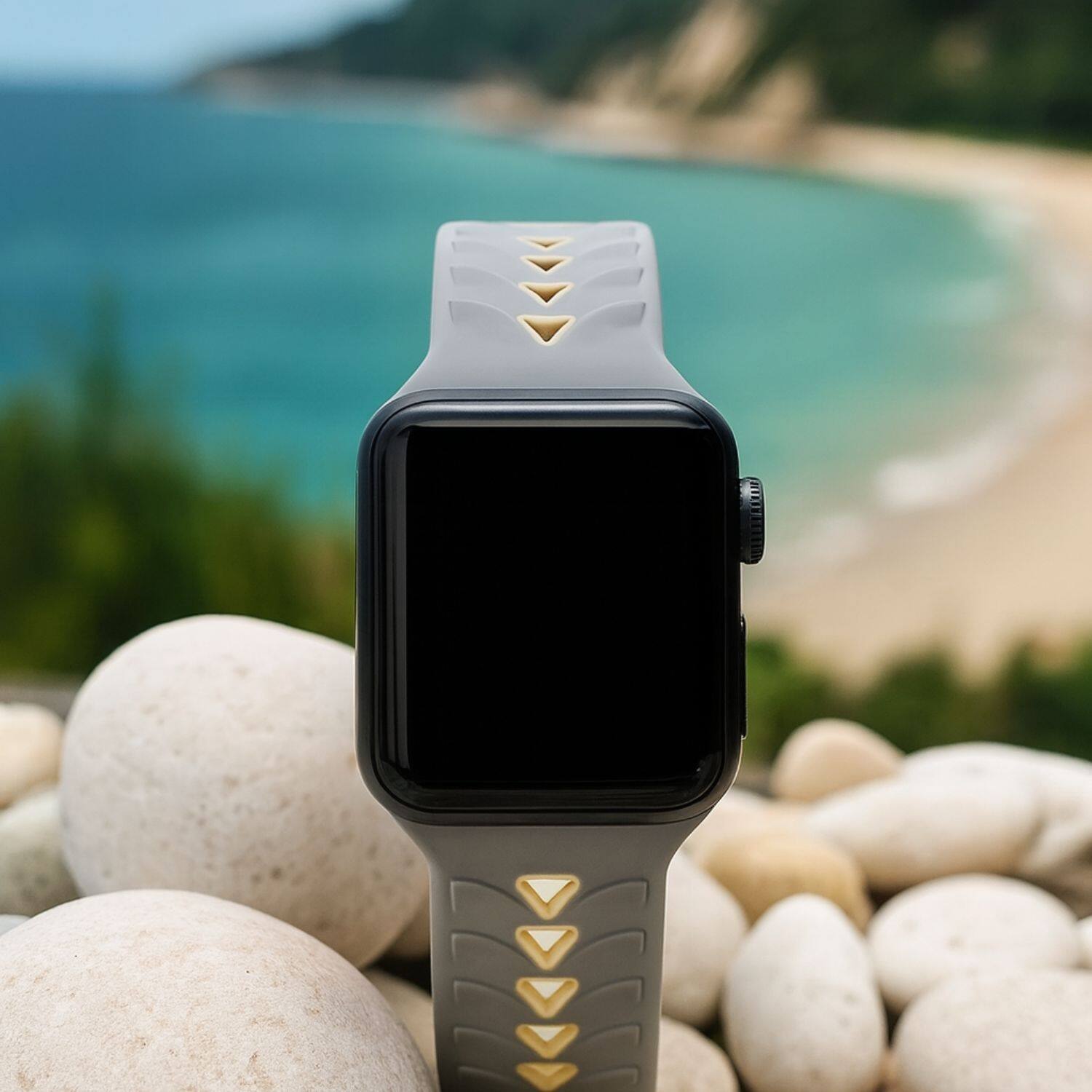 Left. Stock Preferred - Silicone Replacement Band 38/40/41mm for Apple Watch - Functional Gray.