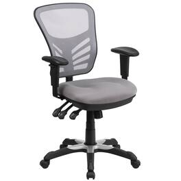 Emma + Oliver - Mid-Back Mesh Triple Paddle Swivel Ergonomic Office Chair with Adjustable Arms - Gray/Black Frame