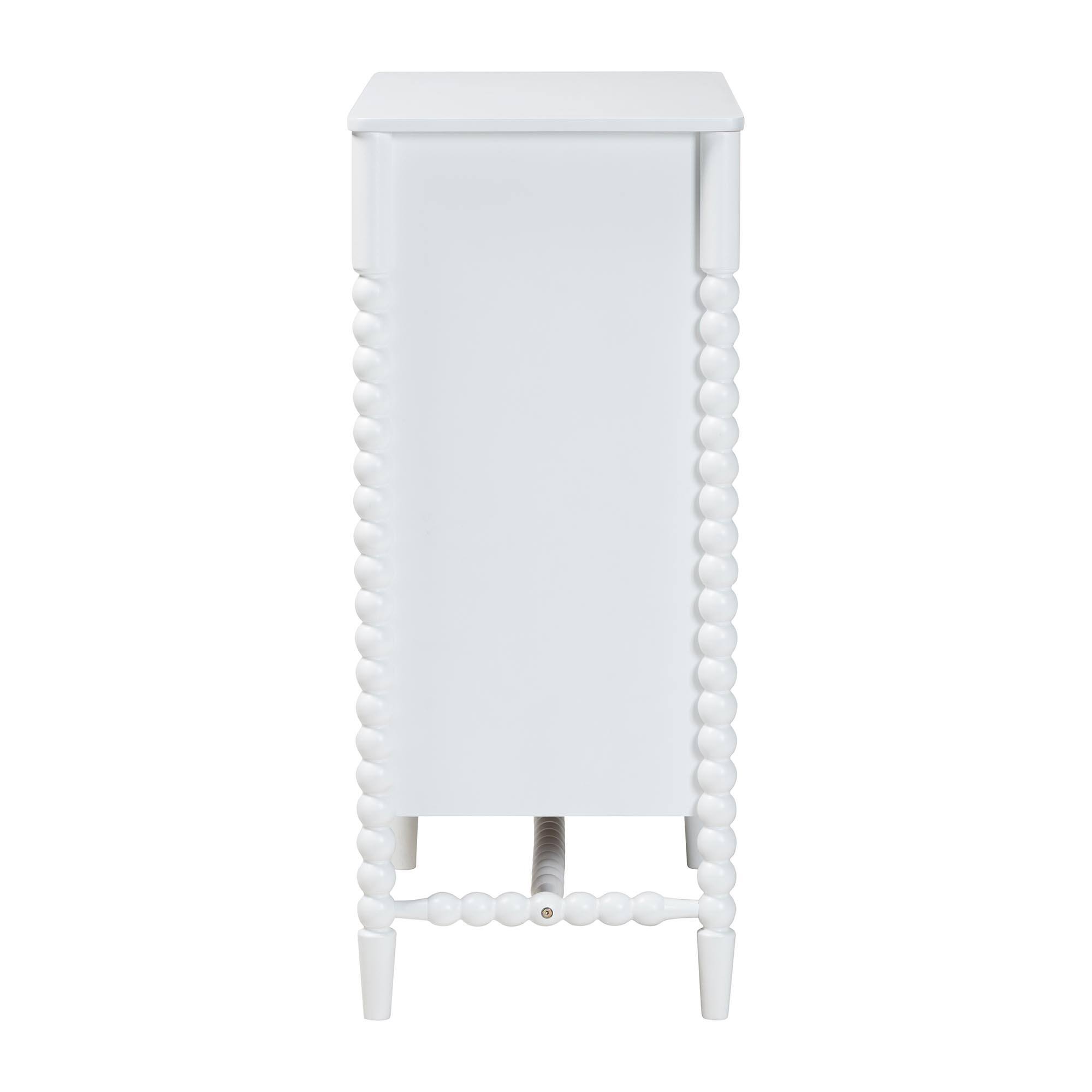 Alt View 1. Baxton Studio - Brantley Spindle Chest - 4-Drawer Vertical Storage Cabinet with Beaded Frame and Elevated Base for Bedroom - White.