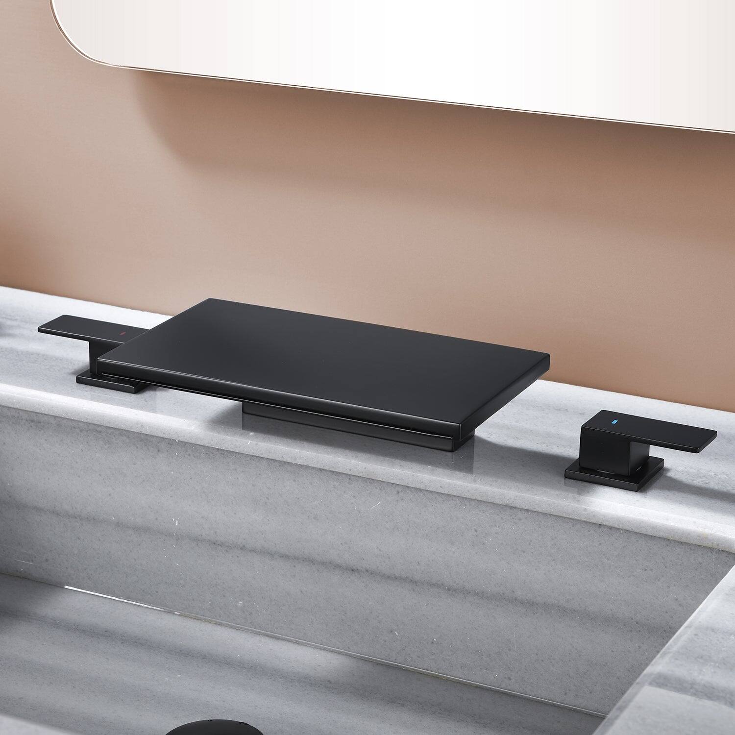 Alt View 1. Boyel Living - Black Faucet SUS304 Waterfall Spout cUPC Quick Connect Temporary Shelf - Matte Black.
