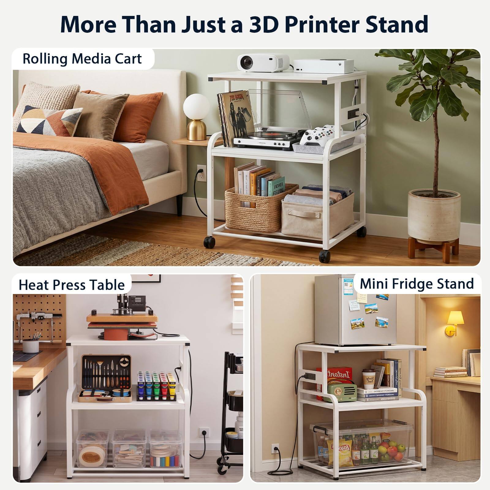 More Than Just a 3D Printer Stand

Rolling Media Cart

Heat Press Table

Mini Fridge Stand