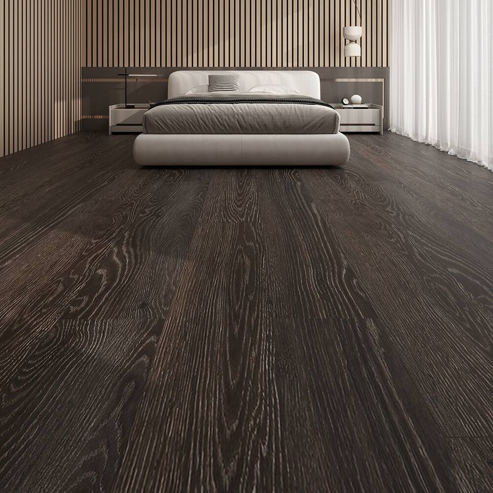 Angle. Dotfloor - 48"x7.2" SPC Composite Flooring; 10 Planks/Box (23.9 sq. ft/Box); 6mm Thick with 1mm IXPE Backing; 20 mil Wear Layer; - Straight Oak.