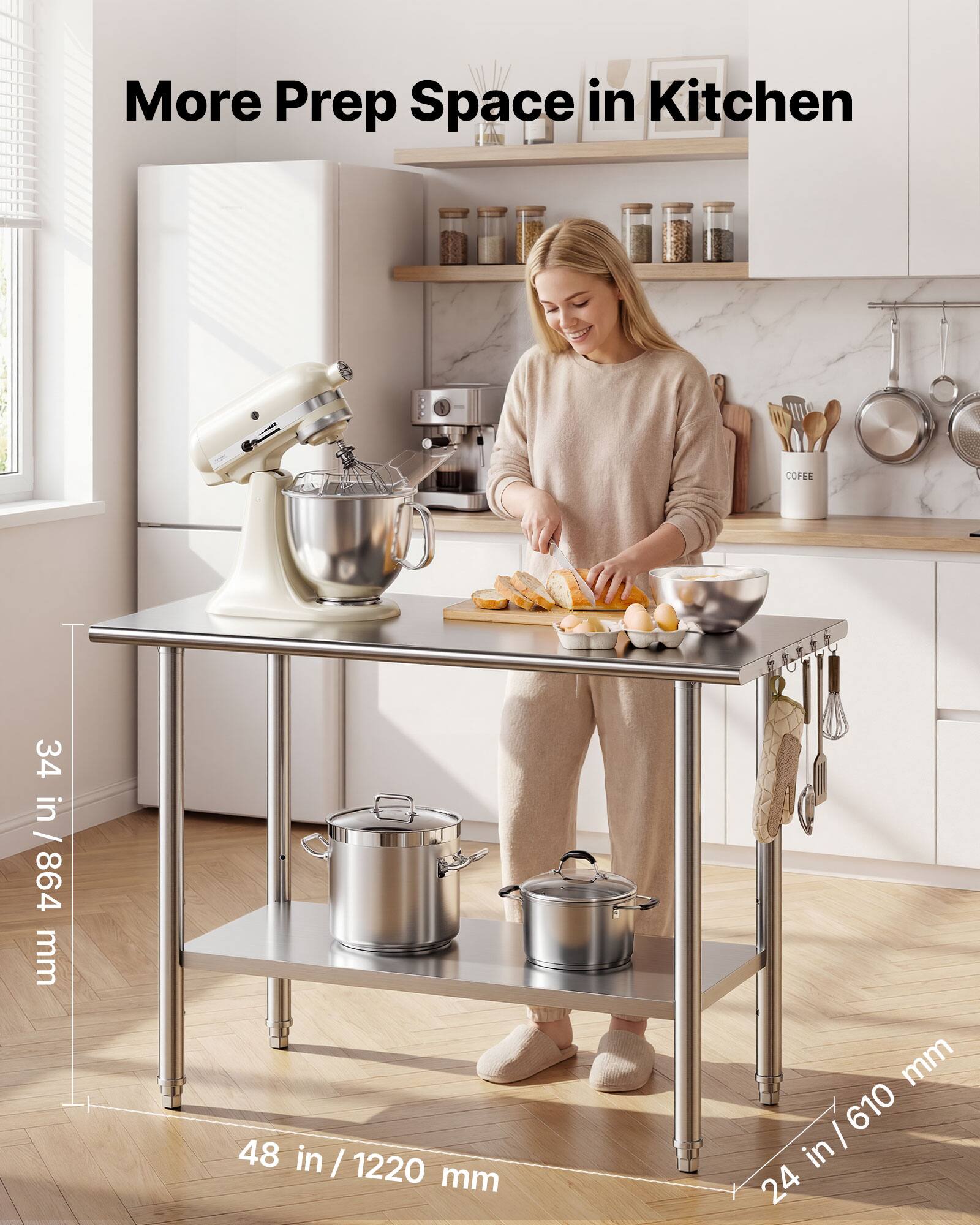 More Prep Space in Kitchen

COFFEE

34 in / 864 mm

48 in / 1220 mm

24 in / 610 mm