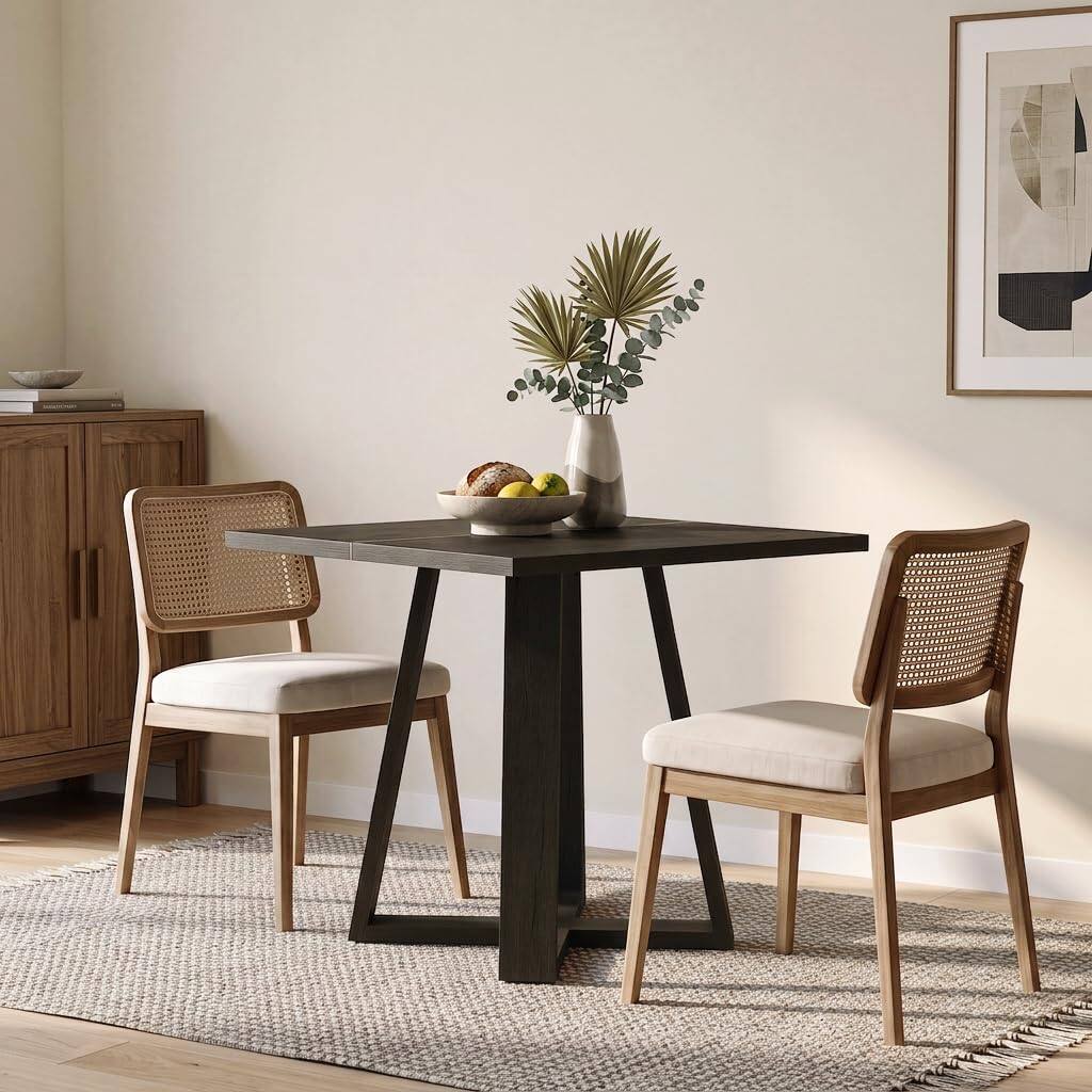 Alt View 6. Tribesigns - LITTLE TREE 31.5" Dining Table, Square Dining Table, Kitchen Table, Black - Black.