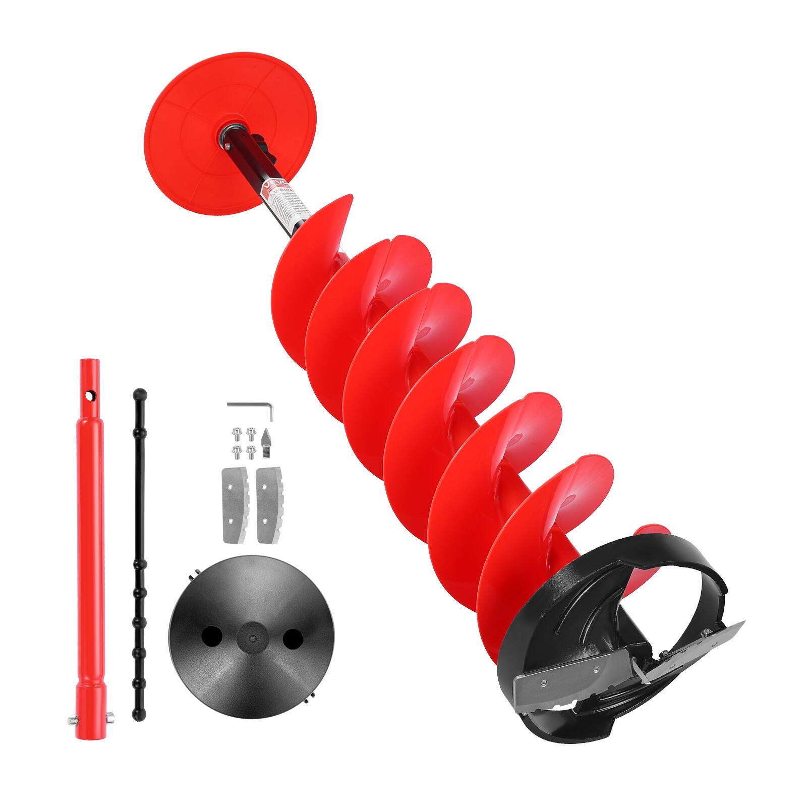 Alt View 5. VEVOR - Ice Auger Drill Bit, 8in Diameter 39in Length, Cordless Nylon Ice Fishing Augers With Extra 13.4in Extension Rod - Red + Black.