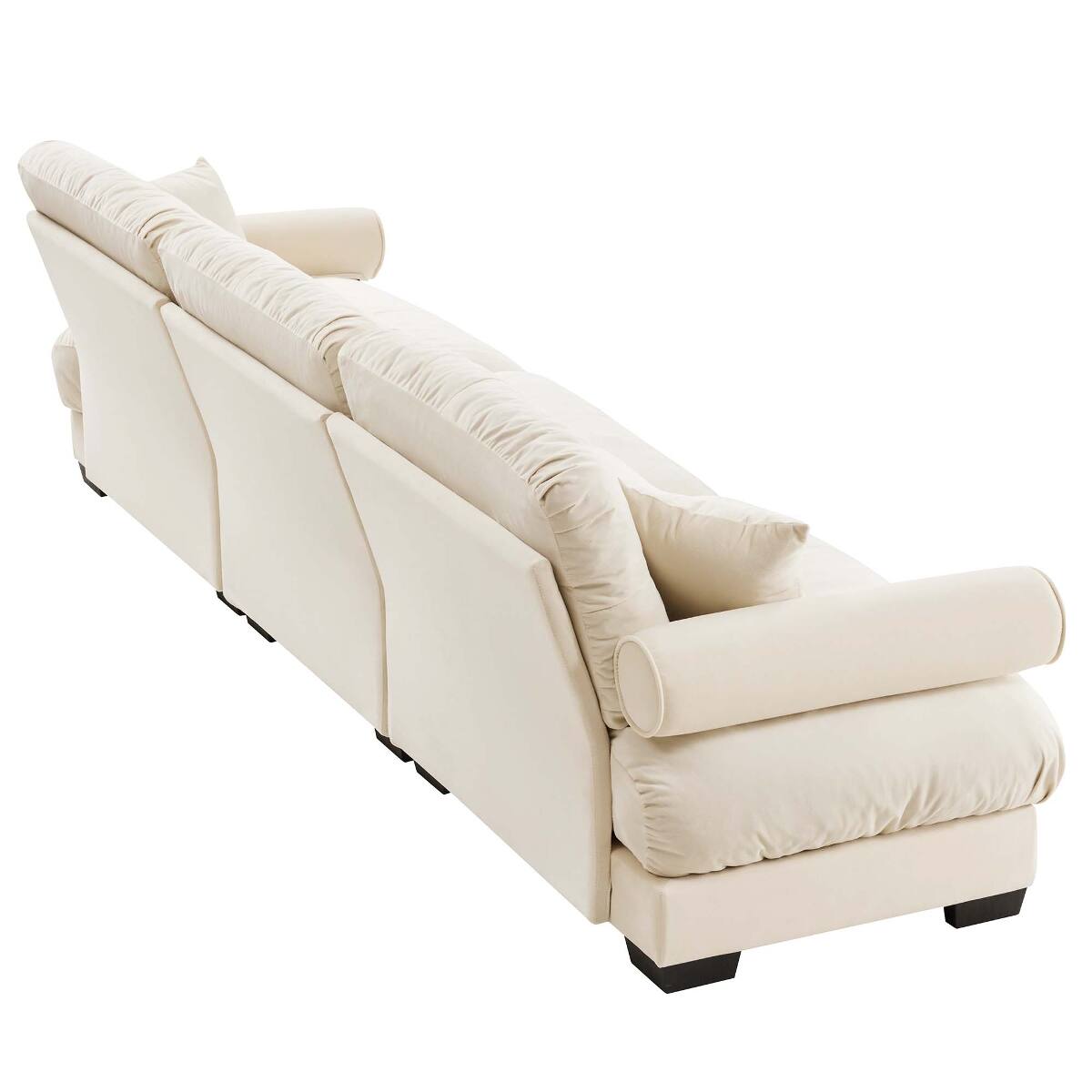 Alt View 10. Ropilly - Ropilly Extra Large 3 Seat Velvet Sofa, Cream Modern Sofa with Deep Cushions and Pillows - Cream.