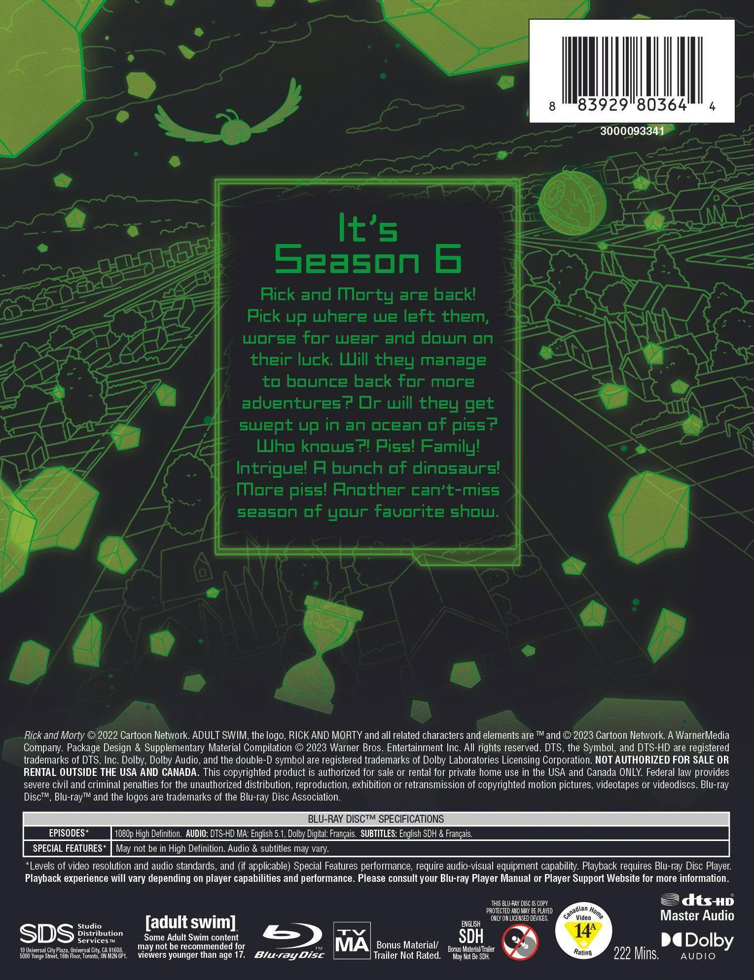 Angle. Rick and Morty: Season 6 (Steelbook) [Blu-ray].