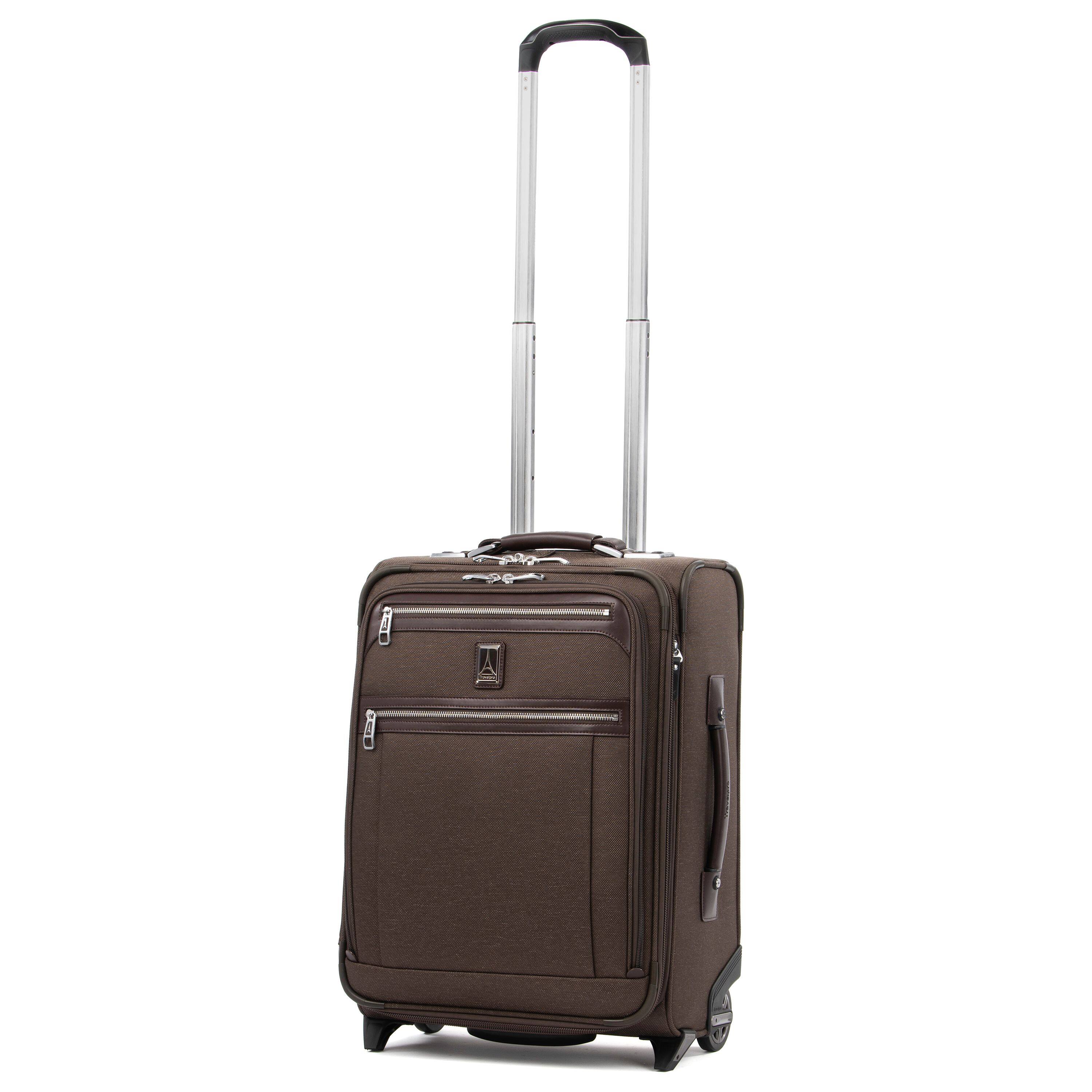 Back. Travelpro - Travelpro Platinum Elite Softside Expandable Luggage, 2 Wheel Upright Suitcase, USB Port, Men and Women - Rich Espresso.