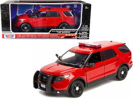 2015 Ford Police Interceptor Utility "Fire Marshal" Plain 1/18 Diecast Model Car by Motormax - Red