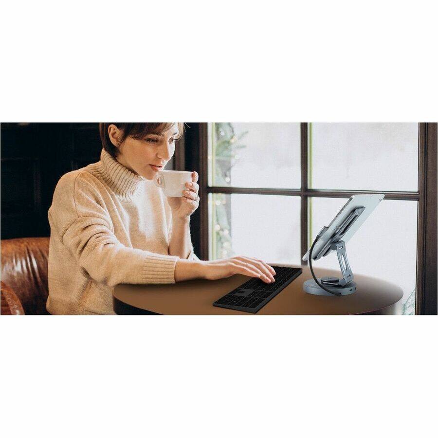 Alt View 2. SIIG Inc - SIIG USB-C Multitask Hub Stand Holder fits under 13" Tablets/Phones - 4K60Hz- PD100W - USB-C Hub Stand Holder fits under.