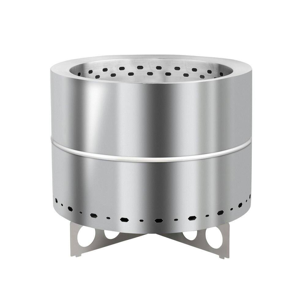 Alt View 8. Resenkos - Resenkos 19.3*19.3*16.7In Smokeless Fire Pit With Enhanced Safety, Outdoor Fireplace, Fire Resistance, Silver - Silver.