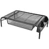 Front. Mount-It! - Metal Mesh Monitor Stand & Riser Up to 32″ with Pullout Drawer & Desk Storage, Black - Black.