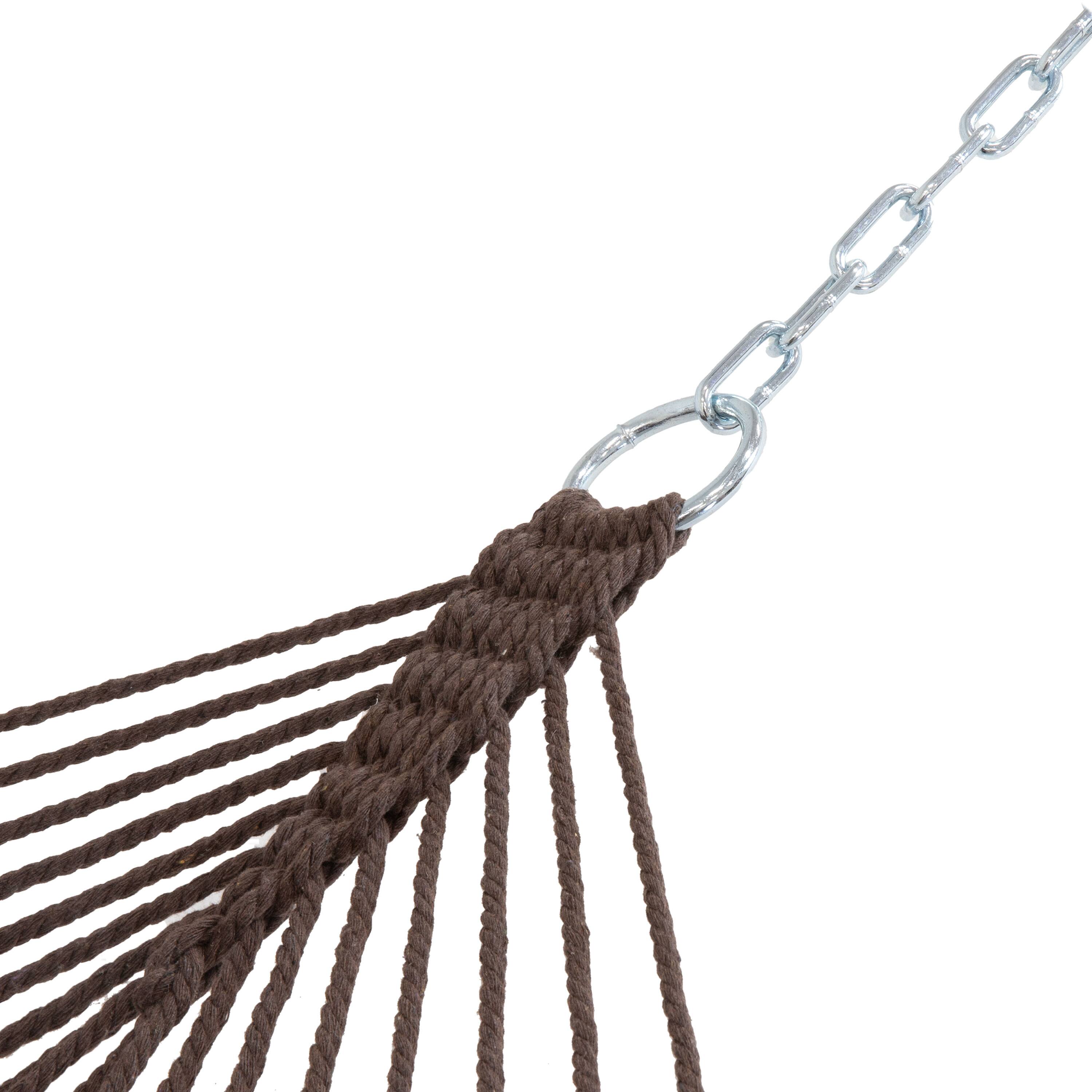 Alt View 8. Sunnydaze - 2-Person Cotton Rope Hammock with Spreader Bars - Brown.