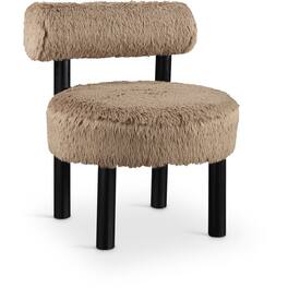 Meridian Furniture - Ambre Tan Vegan Shearling Fabric Upholstered Accent Chair - Black