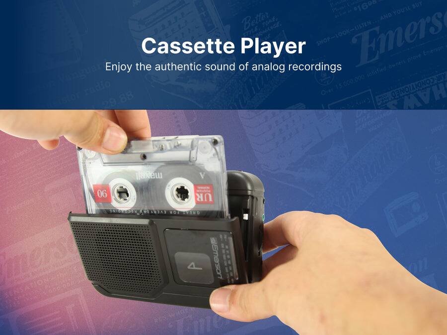 Cassette Player  
Enjoy the authentic sound of analog recordings  

$169.00  
BUY NOW  

Better AND YOU'LL SHOP-LISTEN  
Emerson Cassette Player  
Enjoy the authentic sound of analog recordings  
Owners satisfied  
Over 15,000,000  
CONDITIONED  
HAW SHOP  
SENSATION:  
EVERY  
@Emerson Time