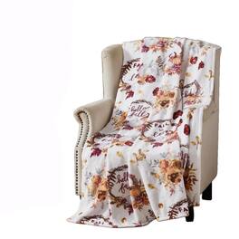 RT Designers Collection - RT Designer's Collection Harvest Love Printed Flannel Throw Blanket 50" x 70" - Multicolor