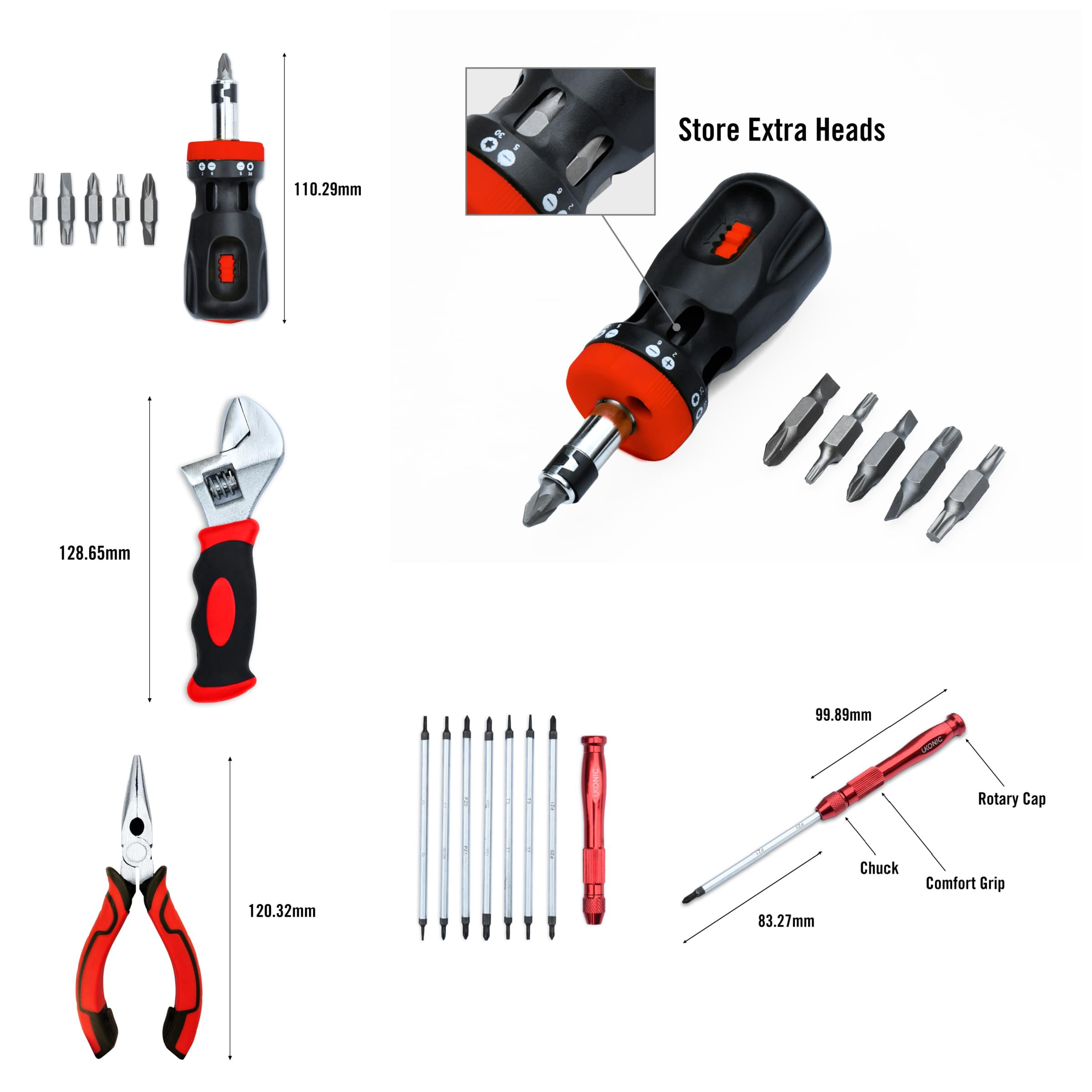 Store Extra Heads

110.29mm  
128.65mm  
99.89mm  
120.32mm  
83.27mm  

Rotary Cap  
Chuck  
Comfort Grip