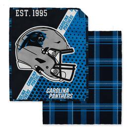 Pegasus - Carolina Panthers 60" x 80" Gradient Helmet Double-Sided Plaid Sherpa Blanket - Multicolor