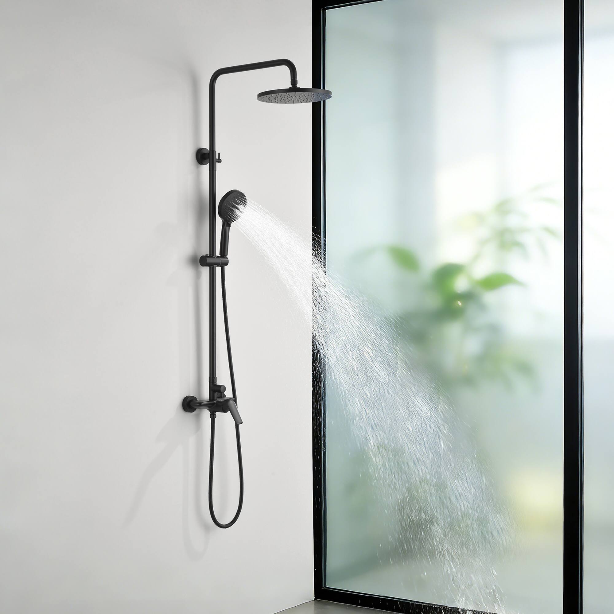 Alt View 2. Boyel Living - Matte Black Shower Set Brass SUS304 2-Function 10-Inch ABS Top Spray 3-Function Handheld cUPC - Matte Black.