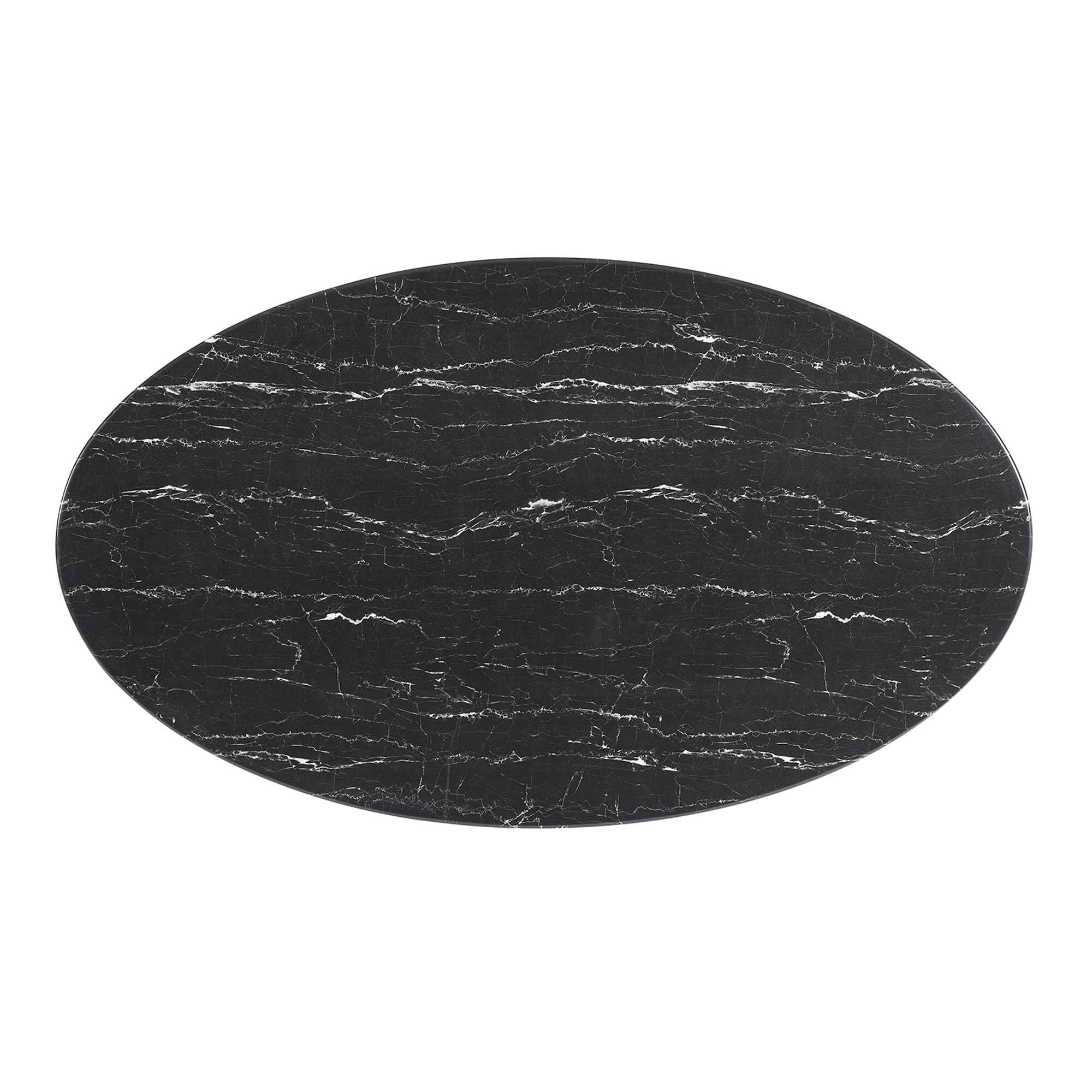 Back. Modway - Lippa 60" Oval Faux Marble Dining Table by Modway - Black Black.