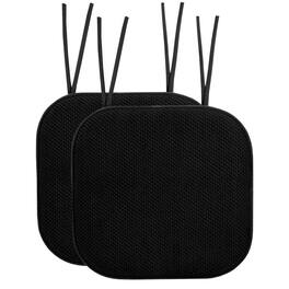 Sweet Home Collection - Honeycomb Memory Foam Non-Slip 16" x 16" Chair Cushion Pad with Ties, 2-Pack - Black