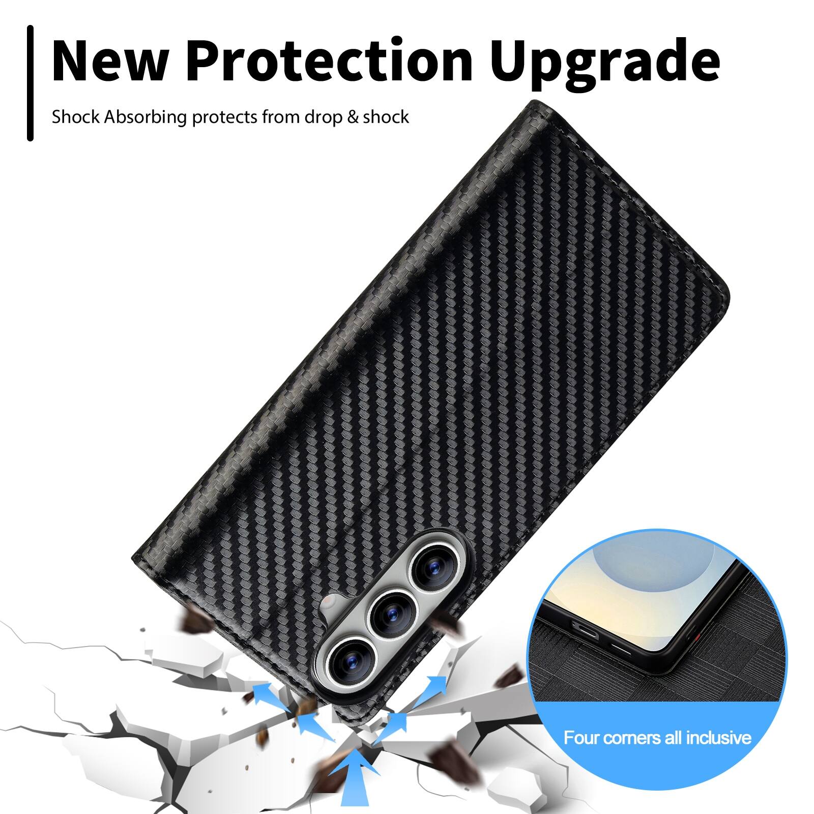 New Protection Upgrade  
Shock Absorbing protects from drop & shock  

Four corners all inclusive