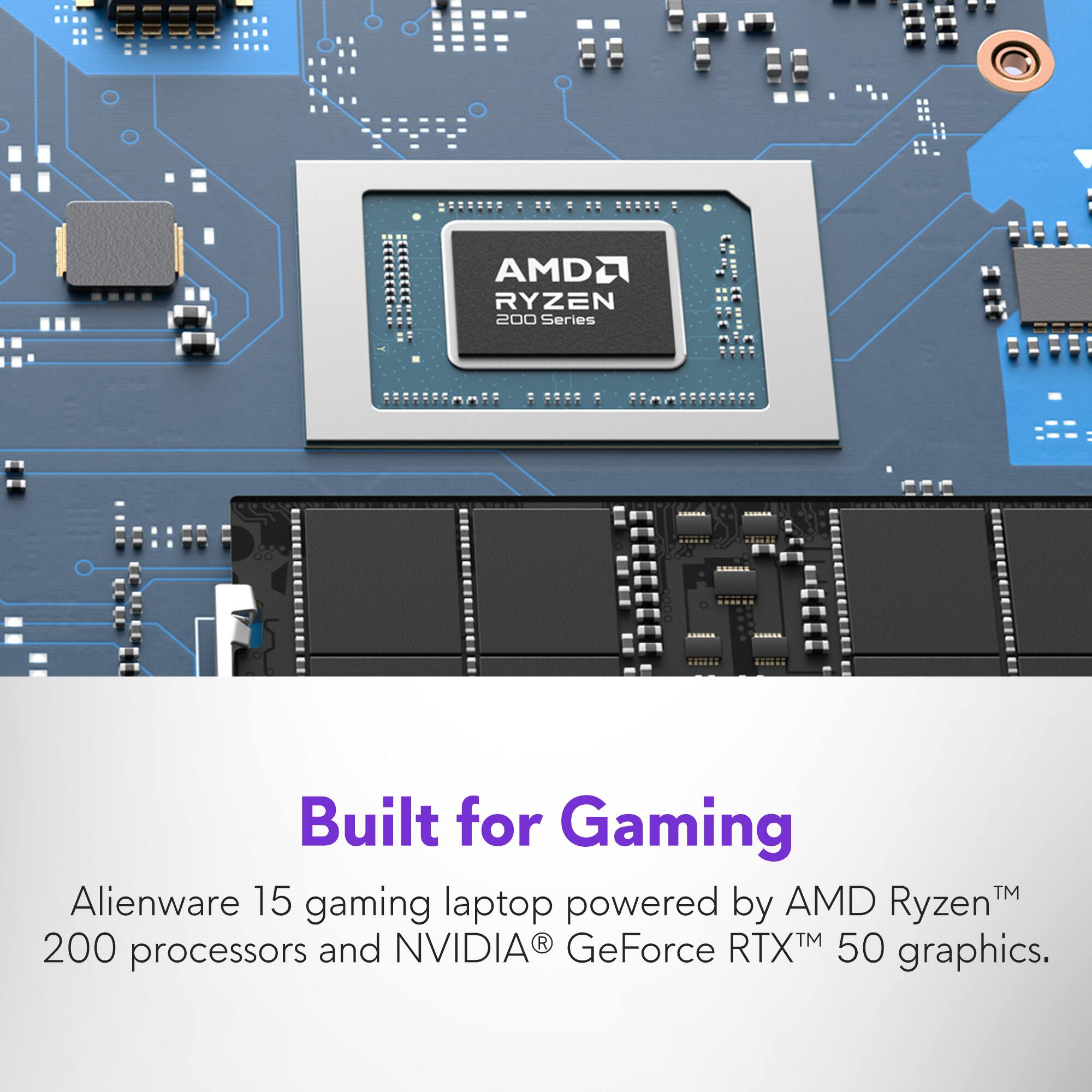 AMD Ryzen 200 Series Built for Gaming. Alienware 15 gaming laptop powered by AMD Ryzen 200 processors and NVIDIA GeForce RTX 50 graphics.