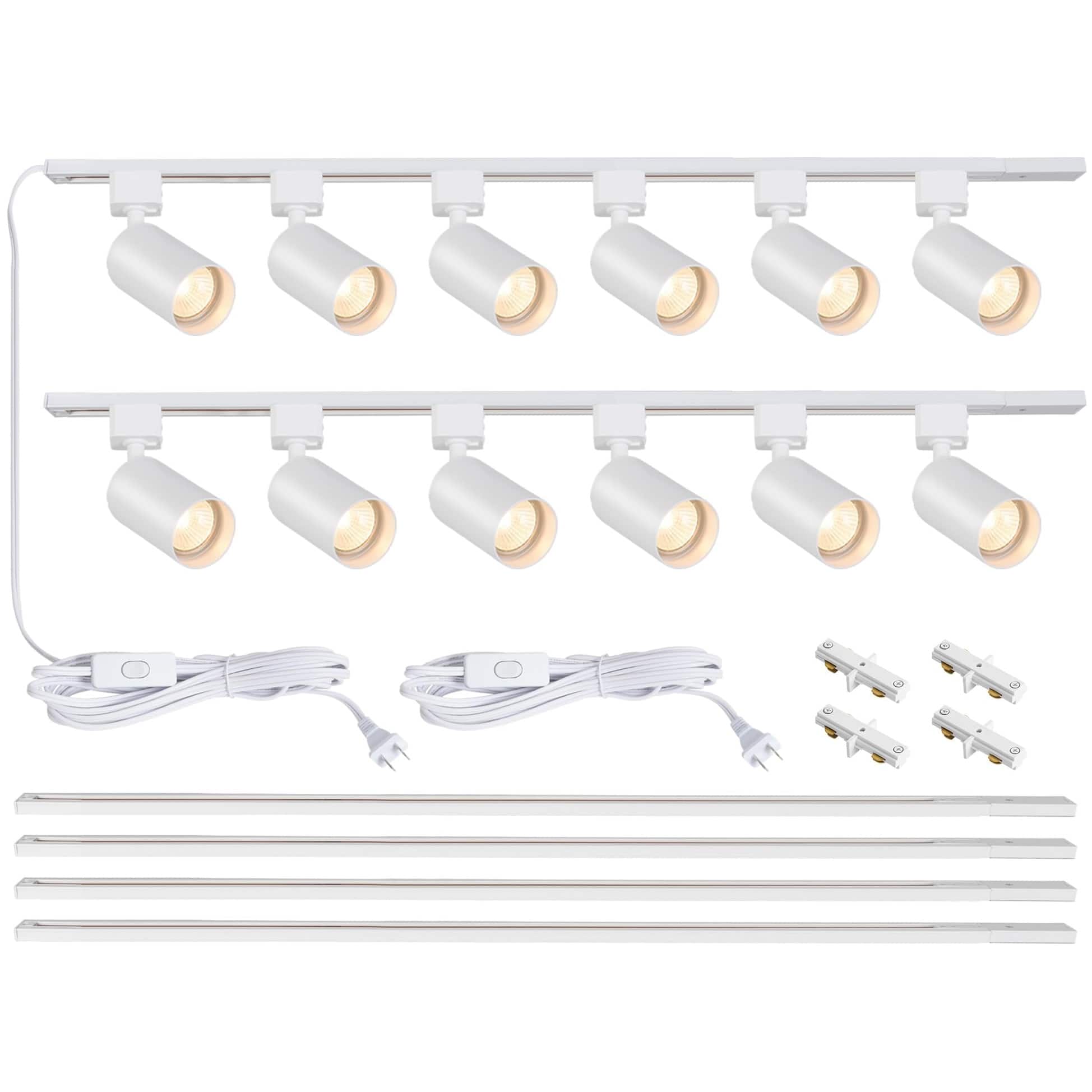 Dazzed Corner - Plug in Track Lighting, 12-Light LED Track Lighting Kit with Rail (No Bulbs) - White