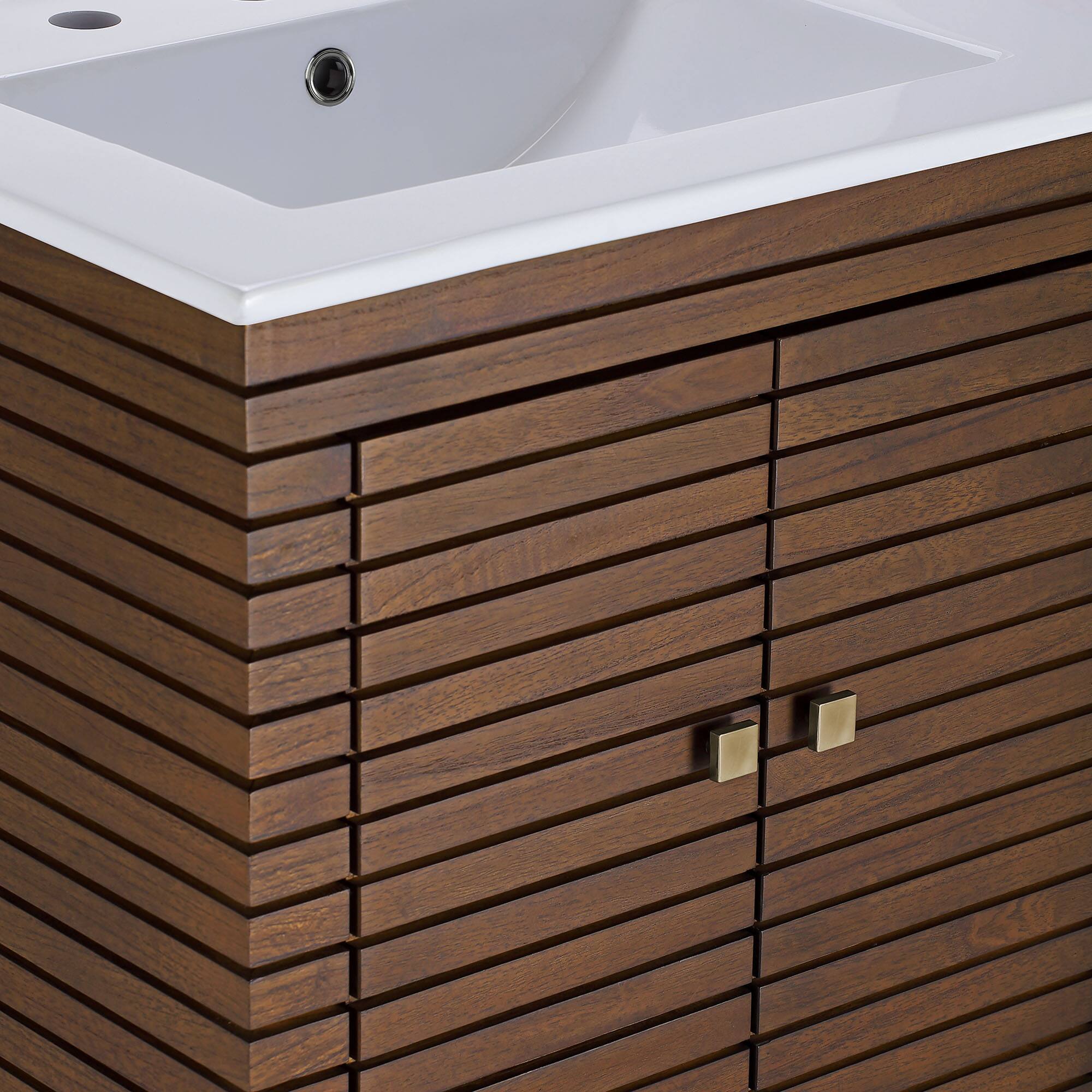 Alt View 6. Modway - Ledger Bathroom Vanity Basin Included - Walnut White.