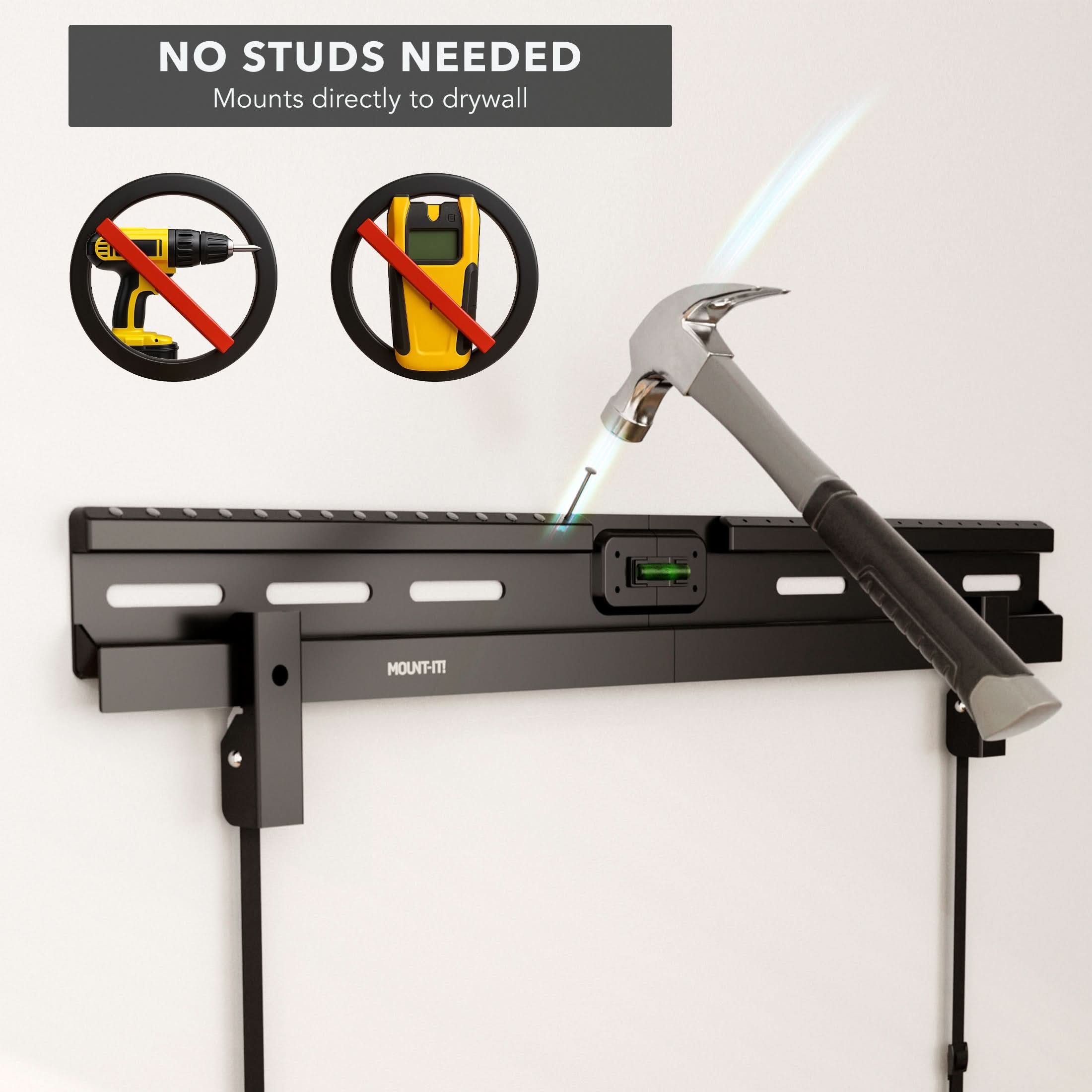 NO STUDS NEEDED  
Mounts directly to drywall  

MOUNT-IT!